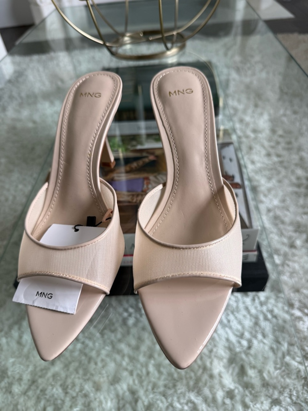 Mango Beige/nude Mesh 3.15 inch heel sandal. New with tags.